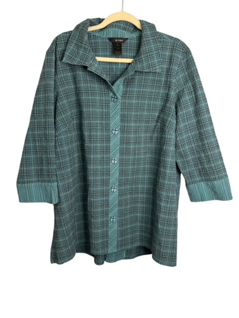 Ali Miles Blouse Women's XL Abstract Artsy Office Business Green Black